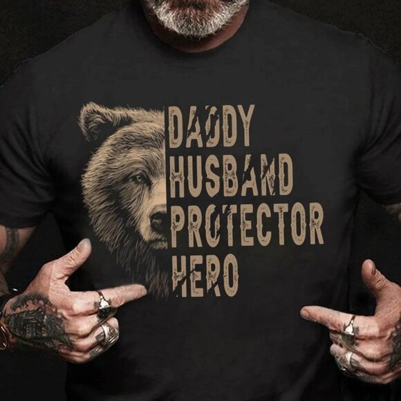 Papa Bear Husband Protector Hero T-Shirt Gift For Husband Dad - Picture 1 of 5